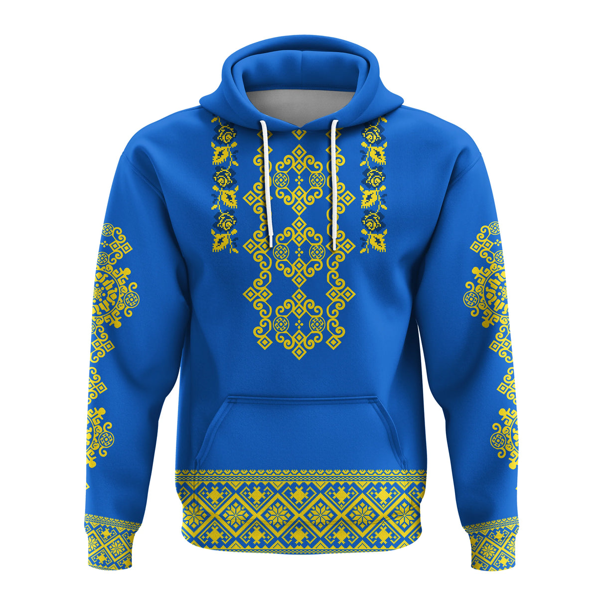 Custom Ukraine Hoodie Yellow Ukrainian Folk - Wonder Print Shop
