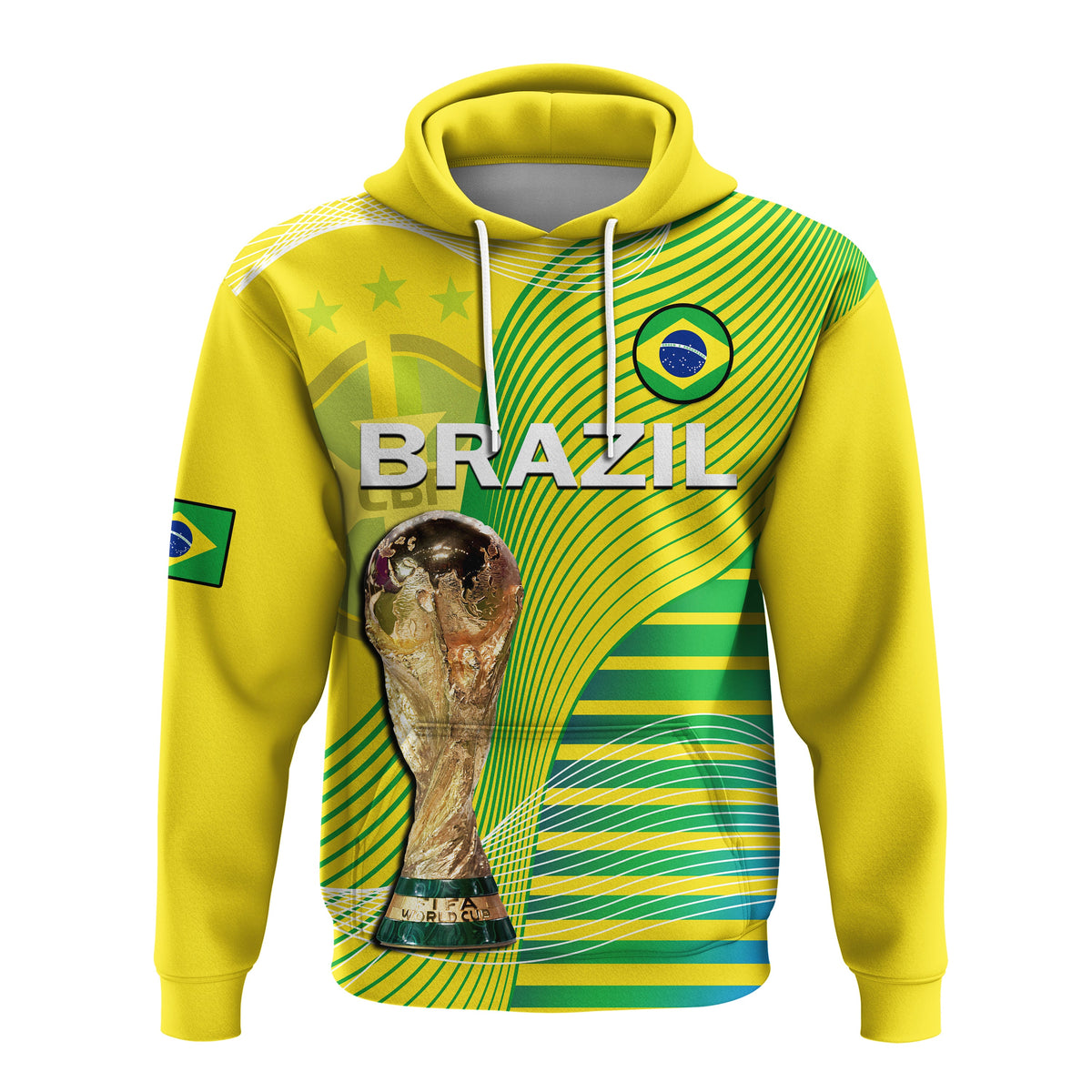 Custom Brazil Football Hoodie Canarinha Champions WC 2022 - Wonder Print Shop