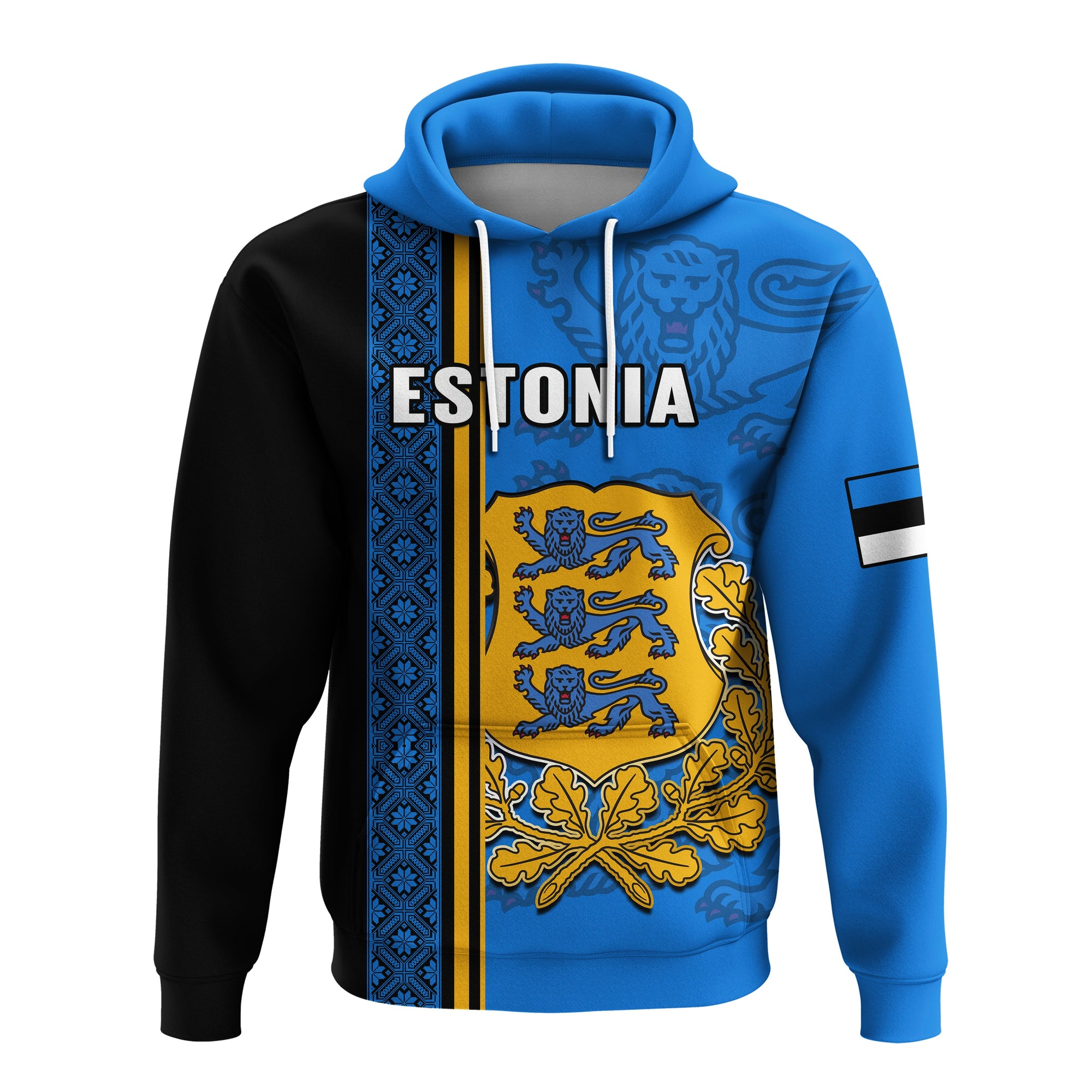 custom-personalised-estonia-hoodie-happy-estonian-independence-day-with-coat-of-arms