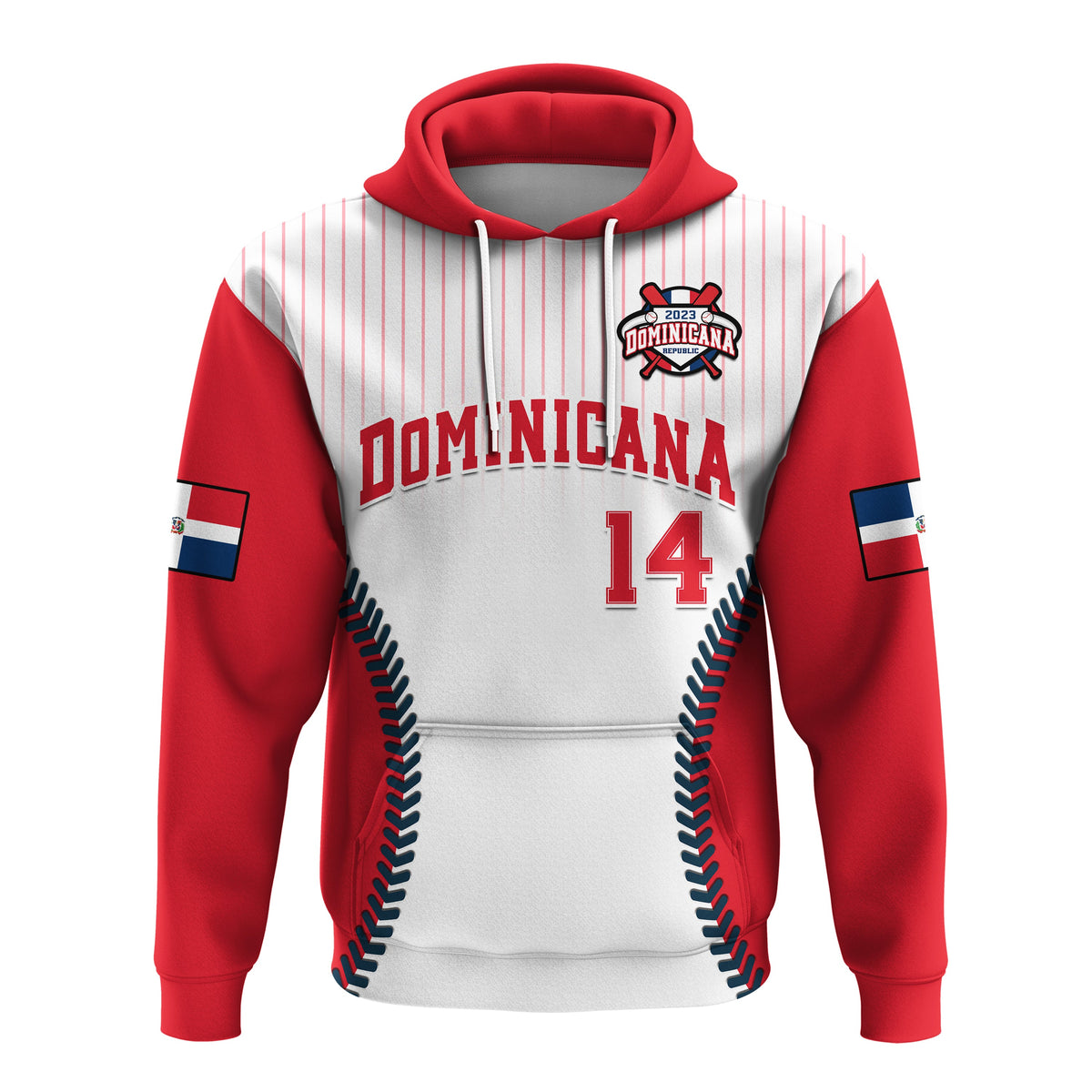 Custom Dominican Republic Baseball 2023 Hoodie Version White - Wonder Print Shop