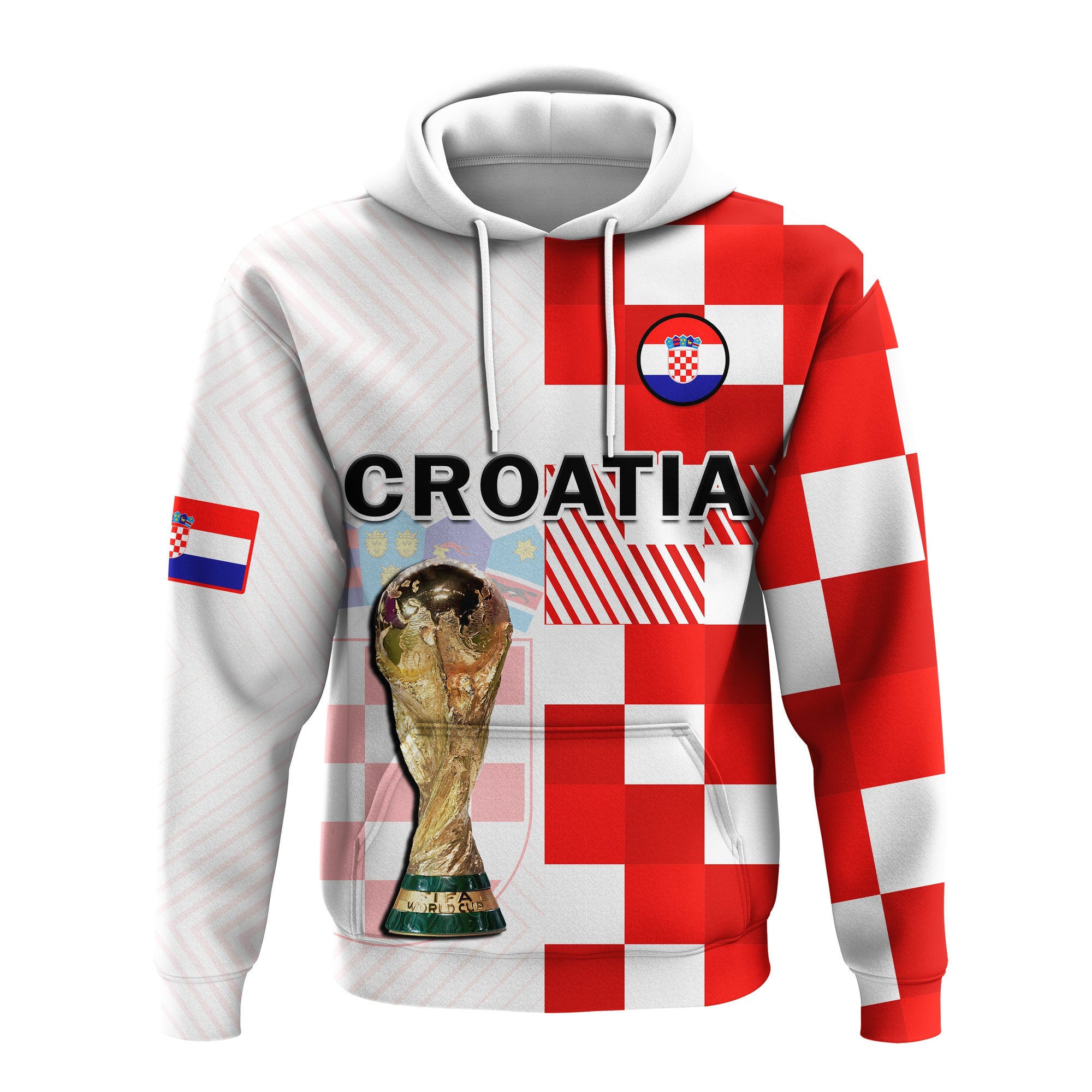 Custom Croatia Football Hoodie Hrvatska Checkerboard Champions WC 2022 - Wonder Print Shop