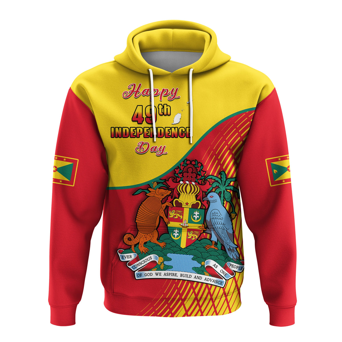 Grenada Hoodie Coat Of Arms Happy 49th Independence Day - Wonder Print Shop
