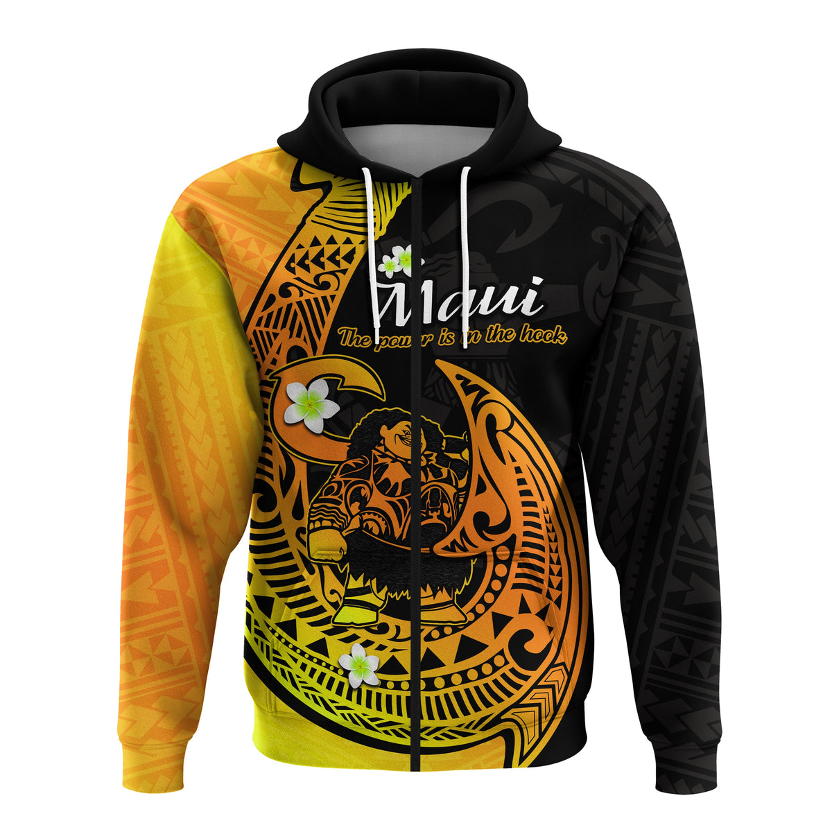 Custom Mauis Fish Hook Hoodie Polynesian Gold Gradient Version - Wonder Print Shop