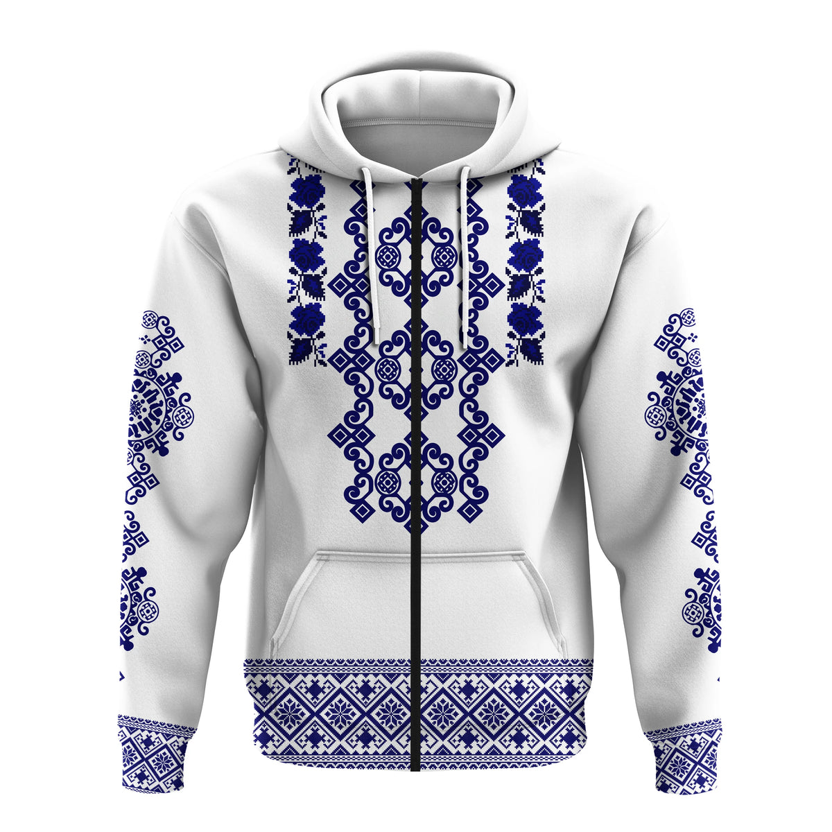 Custom Ukraine Hoodie Navy Ukrainian Folk - Wonder Print Shop
