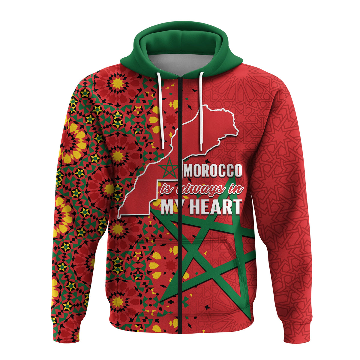 Custom Morocco Western Sahara Hoodie Map Red Moroccan Is Always In My Heart - Wonder Print Shop