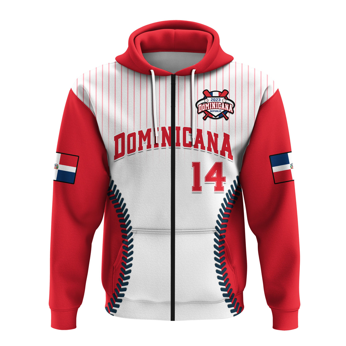 Custom Dominican Republic Baseball 2023 Hoodie Version White - Wonder Print Shop