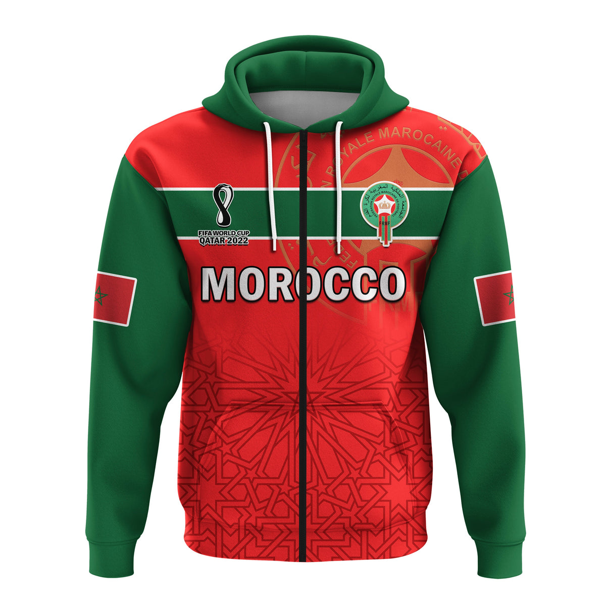 Morocco Football Hoodie Atlas Lions Red World Cup 2022 - Wonder Print Shop
