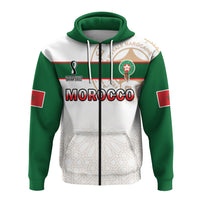 Custom Morocco Football Hoodie Atlas Lions White Football 2022 - Wonder Print Shop