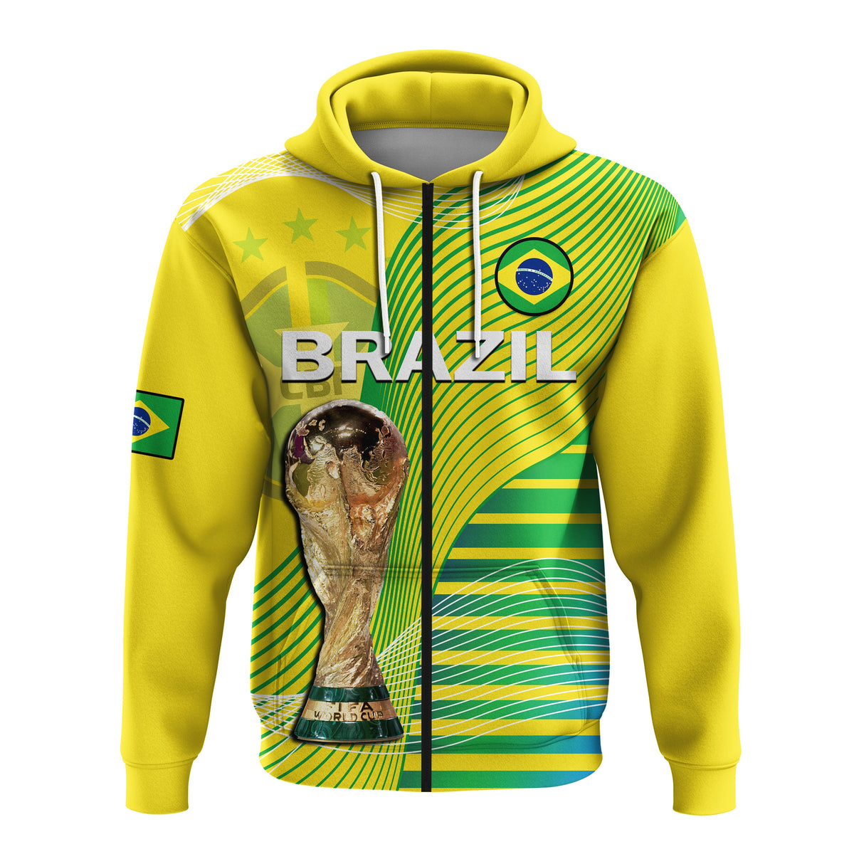 Custom Brazil Football Hoodie Canarinha Champions WC 2022 - Wonder Print Shop