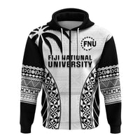 Custom Fiji University Hoodie National Fijian Tapa Pattern White - Wonder Print Shop