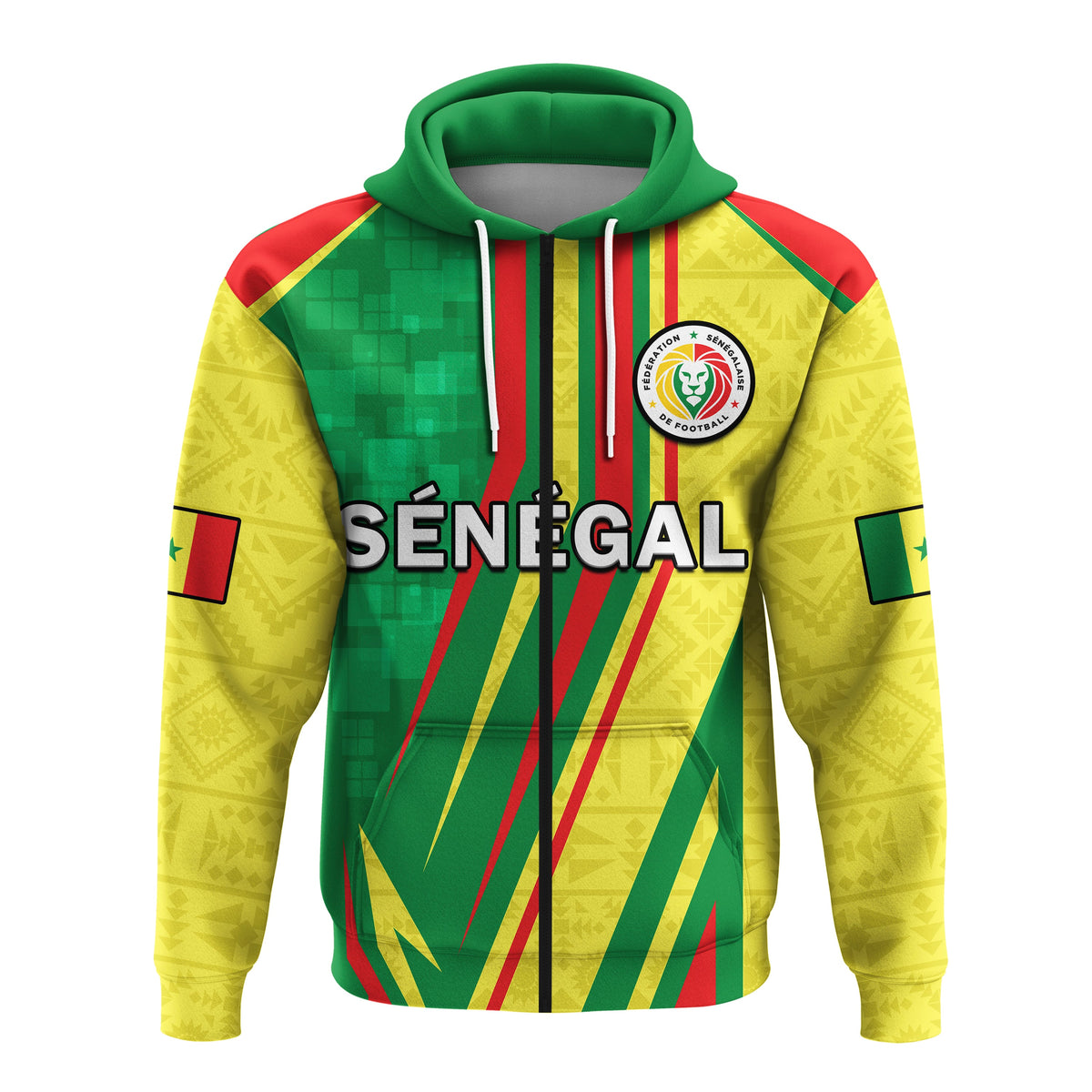 Custom Senegal Football Hoodie Allez Les Lions Sporty Style - Wonder Print Shop