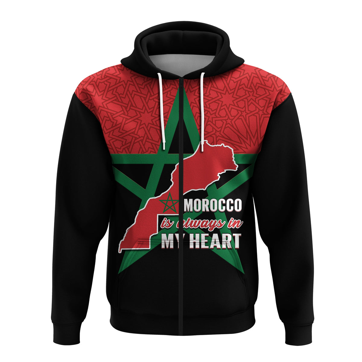 Morocco Western Sahara Hoodie Map Black Moroccan Is Always In My Heart - Wonder Print Shop