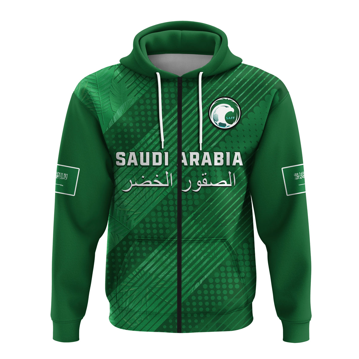 Custom Saudi Arabia Football Hoodie Green Falcons Football 2022 - Wonder Print Shop