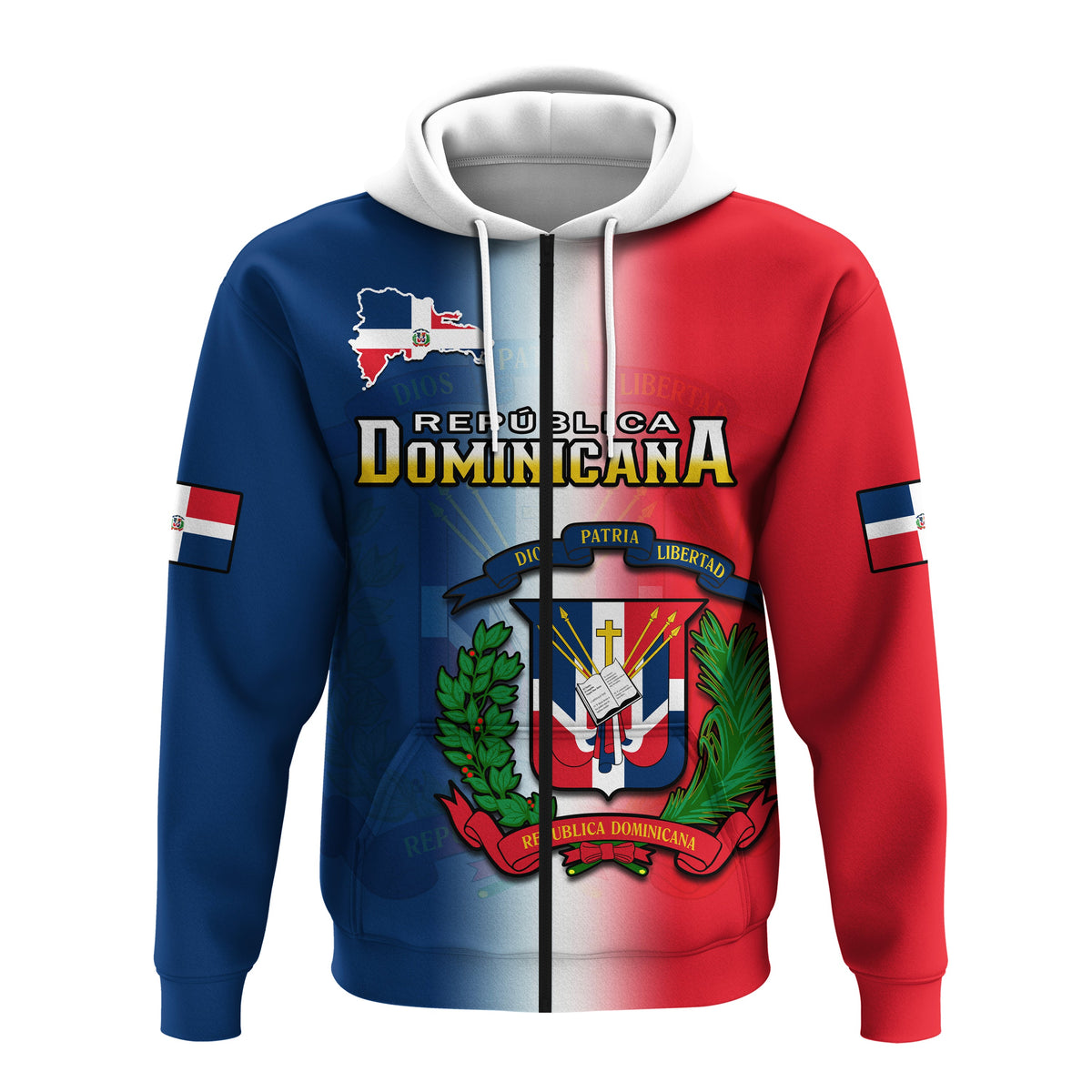 Custom Dominican Republic Hoodie Dominicana Coat Of Arms Gradient Style - Wonder Print Shop