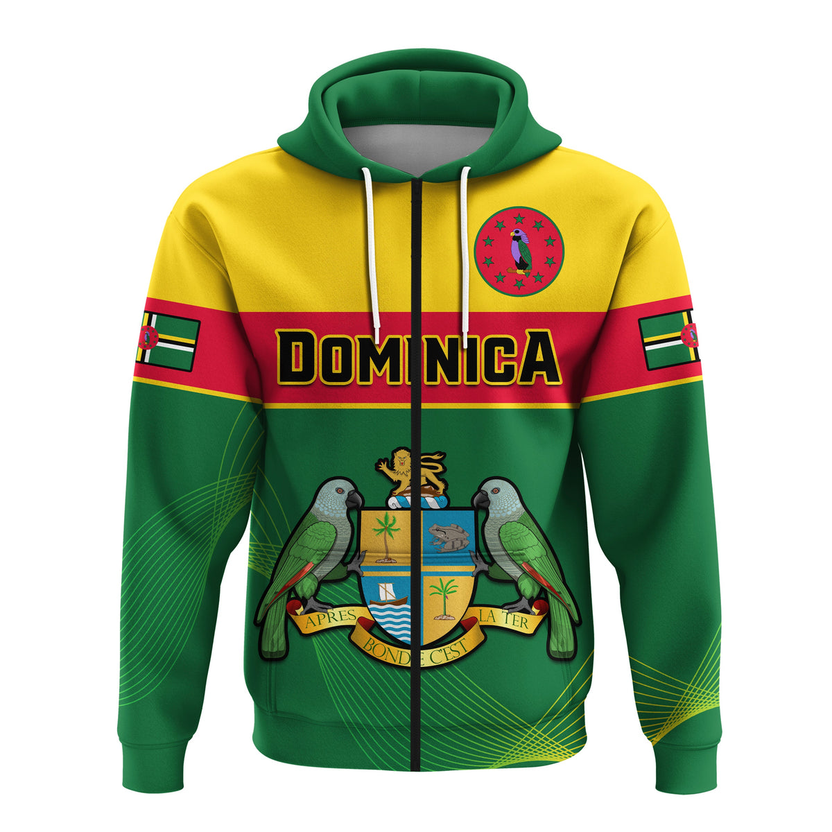 Dominica Hoodie Dominican Coat Of Arms With Map - Wonder Print Shop