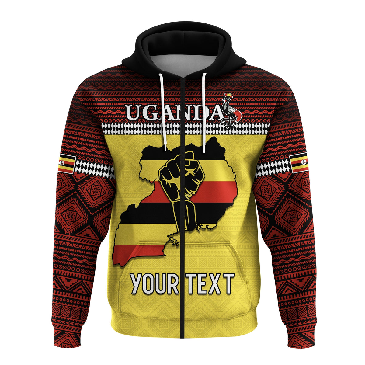 Custom Uganda Zip Hoodie African Pattern People Power Our Power LT13 - Wonder Print Shop