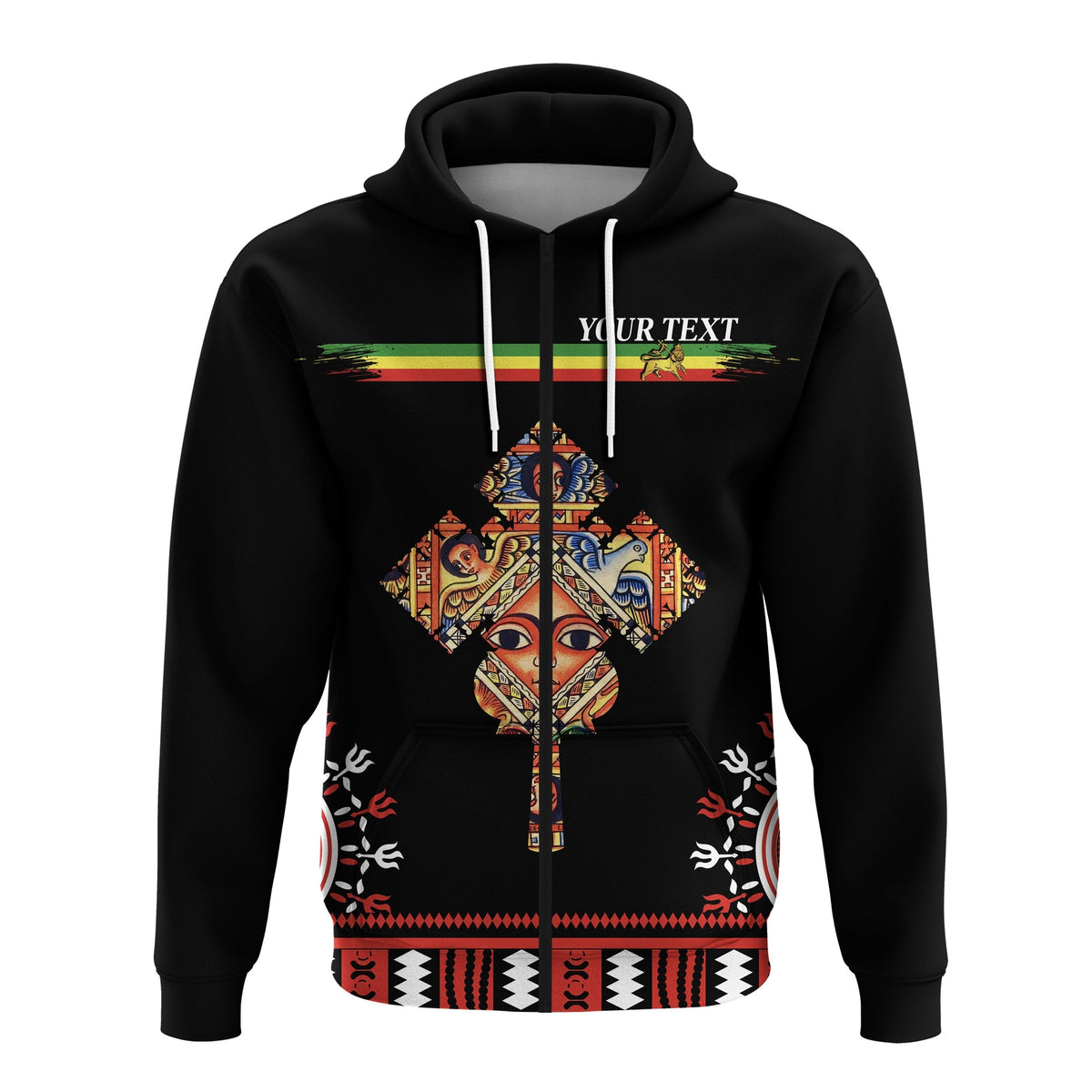 Custom Ethiopia Zip Hoodie Ethiopian Cross LT13 - Wonder Print Shop