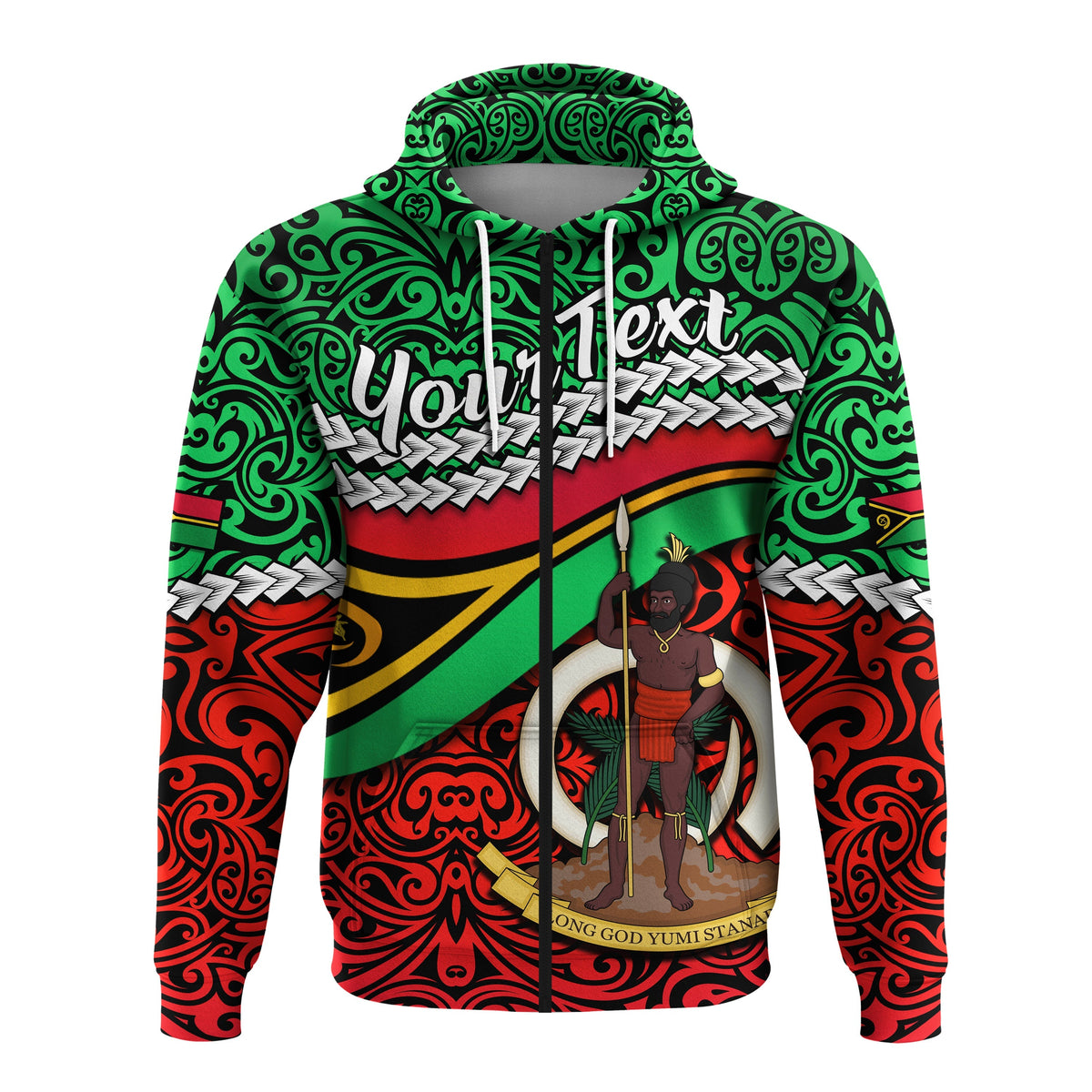 Custom Proud Vanuatu Zip Hoodie Pattern Mix Flag LT13 - Wonder Print Shop