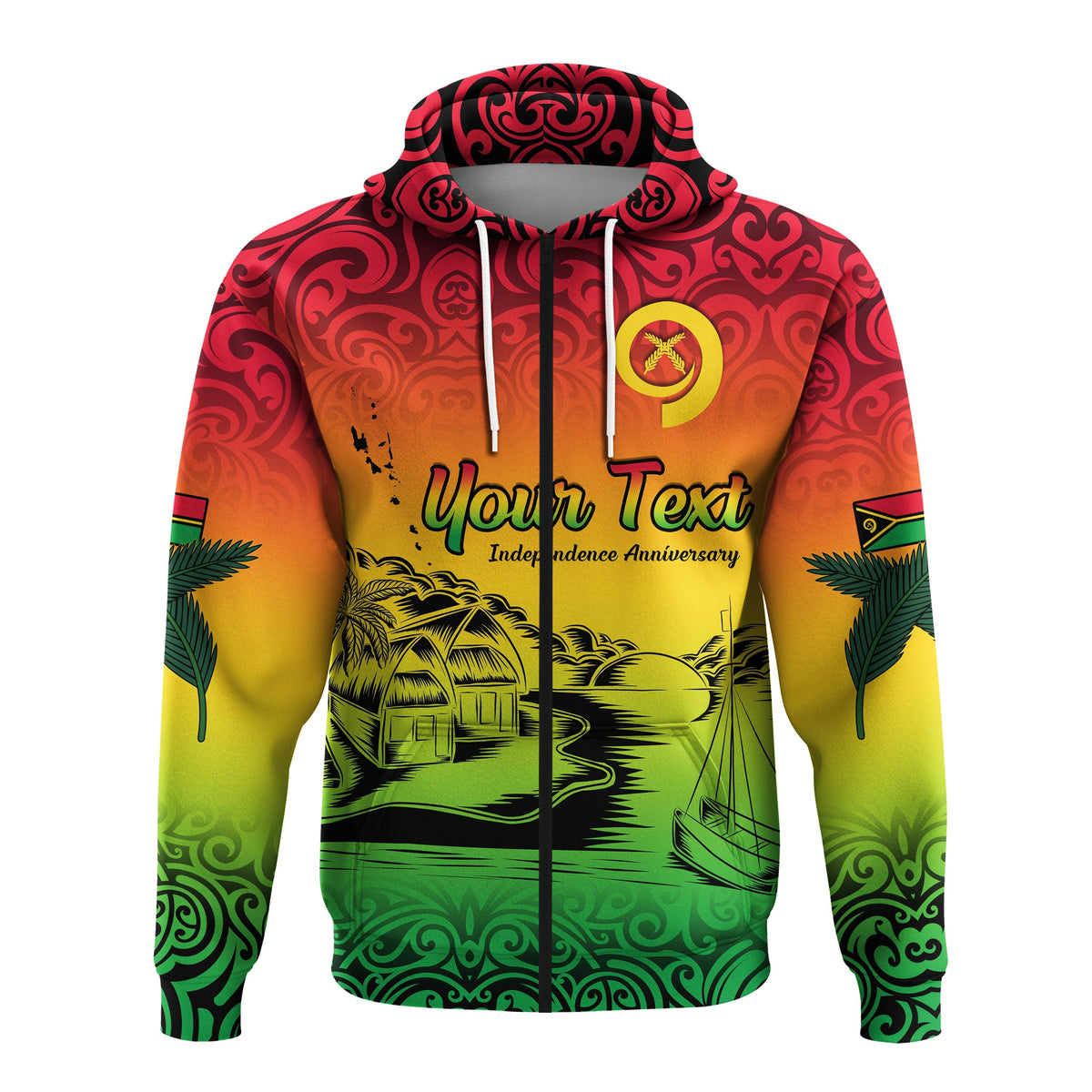 Custom Vanuatu Peaceful Zip Hoodie Independence Anniversary LT13 - Wonder Print Shop