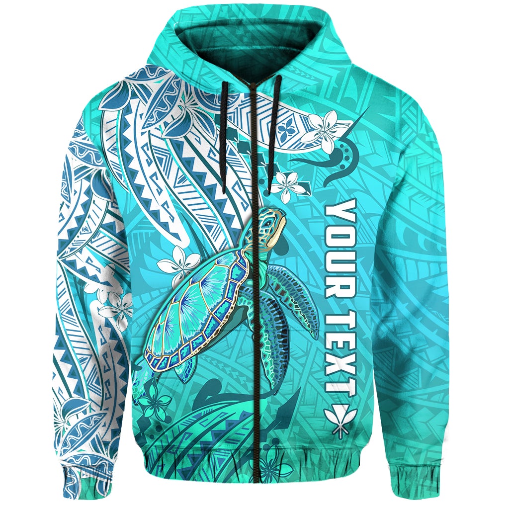 Custom Hawaiian Islands Zip Hoodie Turtle Mix Hawaii Polynesian LT13 - Wonder Print Shop