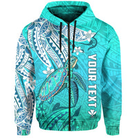 Custom Hawaiian Islands Zip Hoodie Turtle Mix Hawaii Polynesian LT13 - Wonder Print Shop