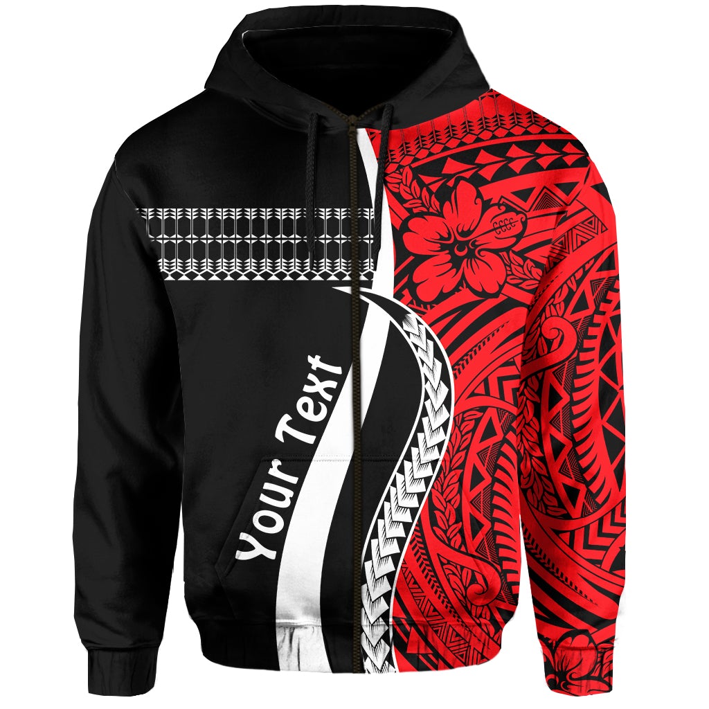 Custom Marshall Islands Zip Hoodie Simple Pattern Version Red LT13 - Wonder Print Shop