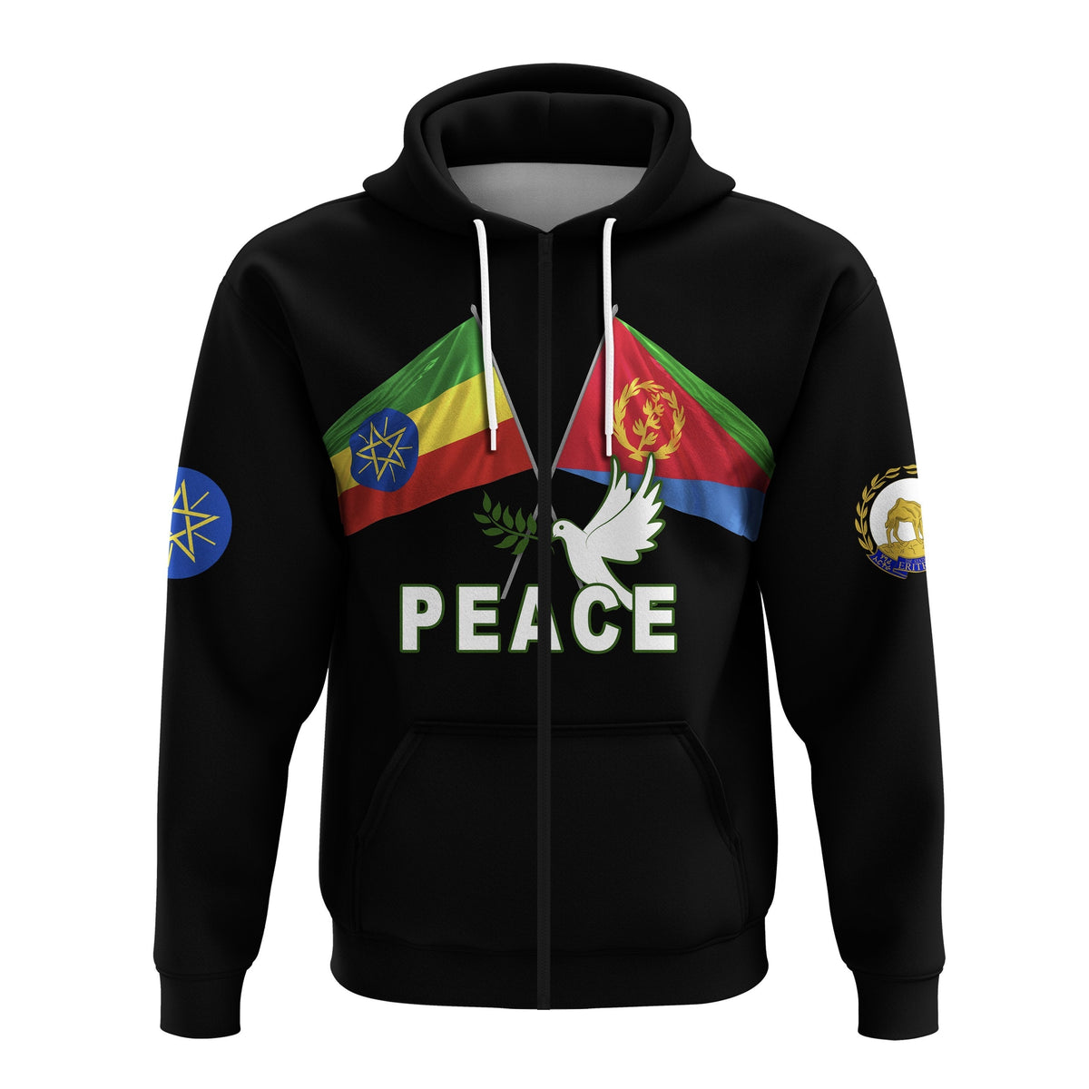 Ethiopia and Eritrea Zip Hoodie Dove of Peace LT13 - Wonder Print Shop