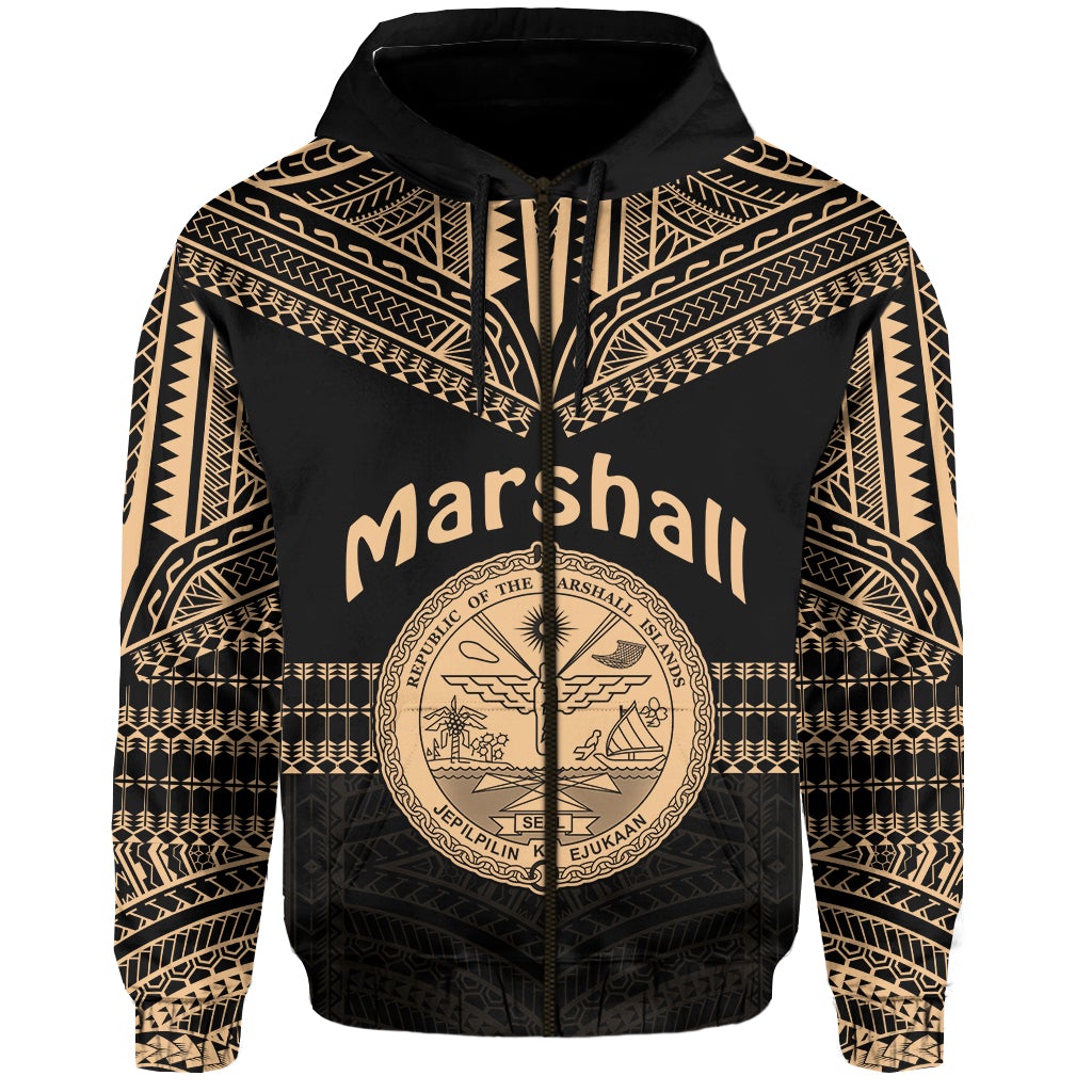 Custom Marshall Islands Zip Hoodie Best Tattoo Version Golden LT13 - Wonder Print Shop