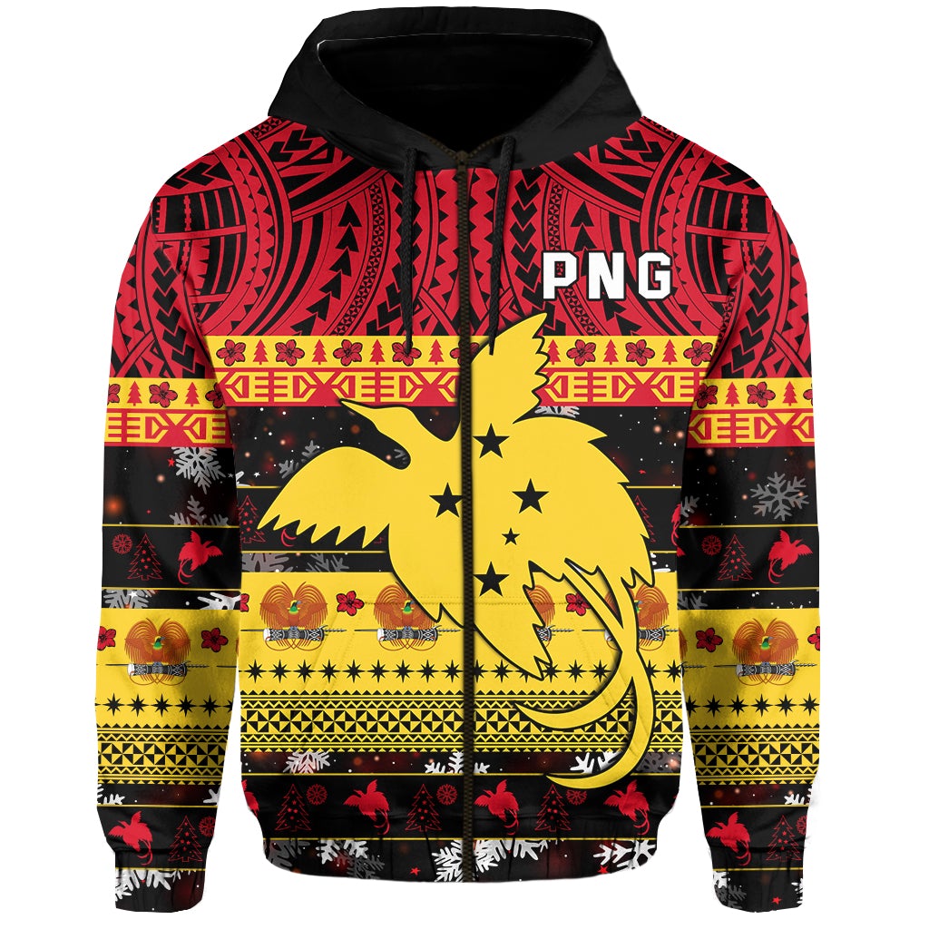 Custom Papua New Guinea Christmas Zip Hoodie Raggiana Loved LT13 - Wonder Print Shop