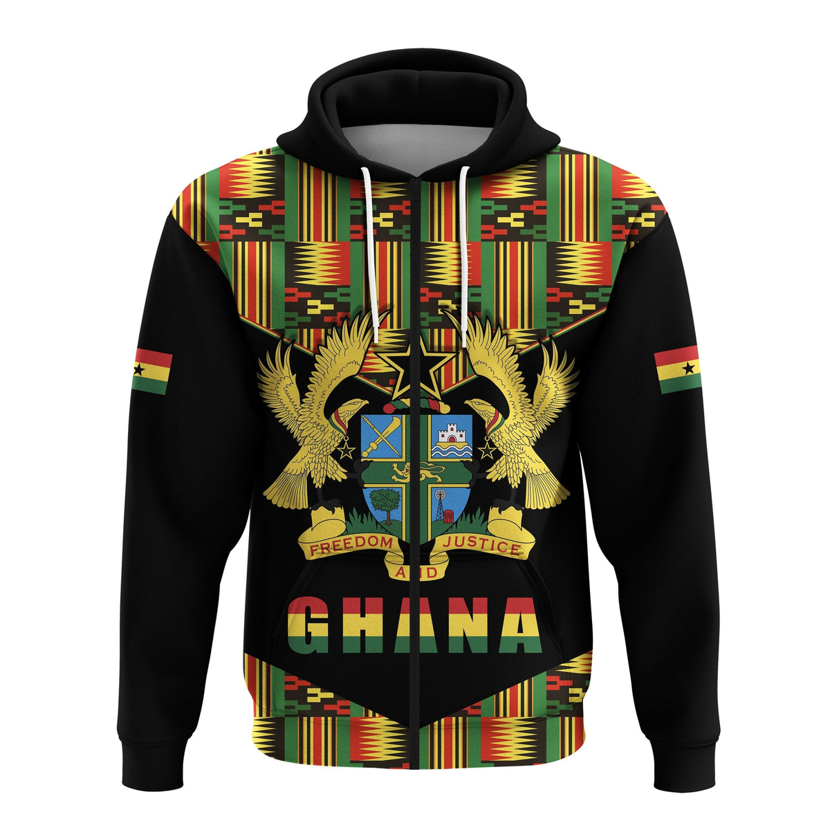 Ghana Zip Hoodie Proud Ankara Kente LT13 - Wonder Print Shop