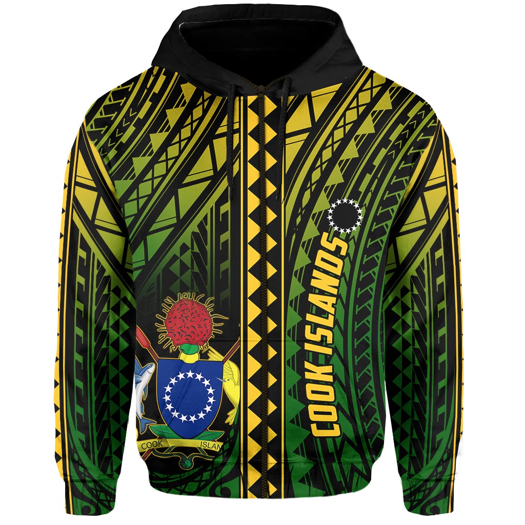 Cook Islands Zip Hoodie Polynesian Pattern Stars LT13 - Wonder Print Shop