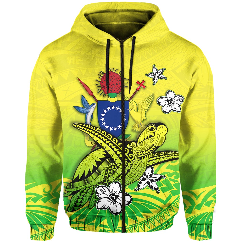 Cook Islands Zip Hoodie Loved Polynesian Turtle LT13 - Wonder Print Shop