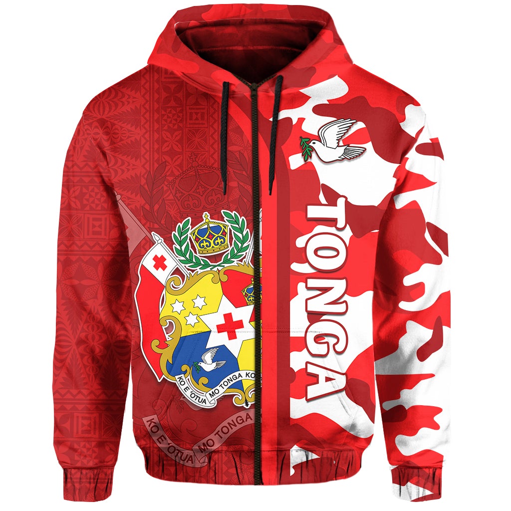 Tonga Unique Zip Hoodie Camouflage with Tongan Pattern LT13 - Wonder Print Shop