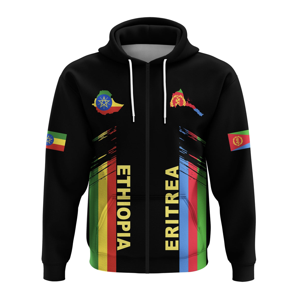 Ethiopia and Eritrea Zip Hoodie Peace LT13 - Wonder Print Shop