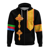 Eritrea Tibeb Zip Hoodie Eritrean Cross Mix Flag Version Black LT13 - Wonder Print Shop
