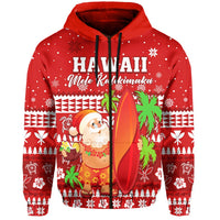 Custom Mele Kalikimaka Zip Hoodie Santa Claus Hawaii Christmas LT13 - Wonder Print Shop