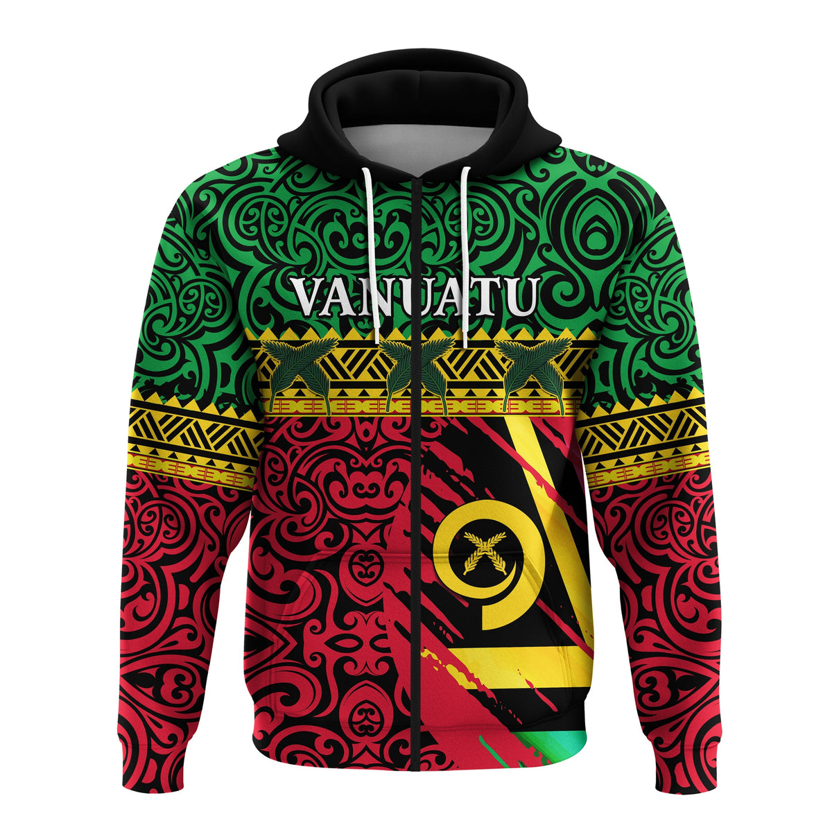 Vanuatu Dreamy Zip Hoodie Flag and Pattern LT13 - Wonder Print Shop