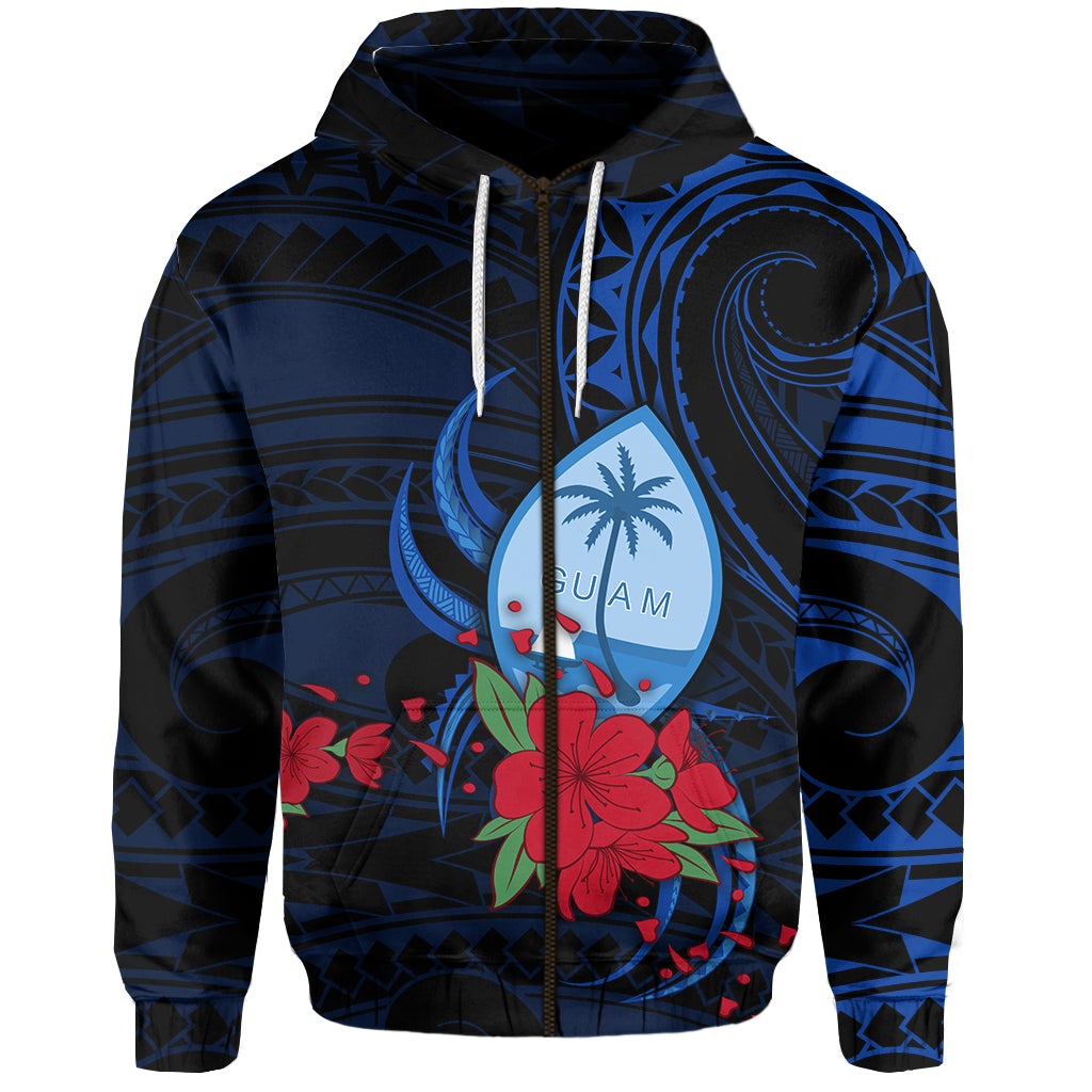 Guam Zip Hoodie Polynesian Flowers LT13 - Wonder Print Shop