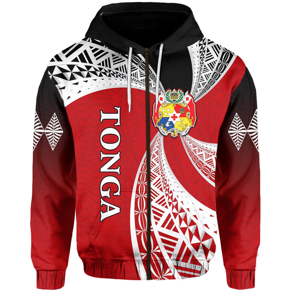 Tonga Distinctive Zip Hoodie Tongan Tapa Pattern LT13 - Wonder Print Shop
