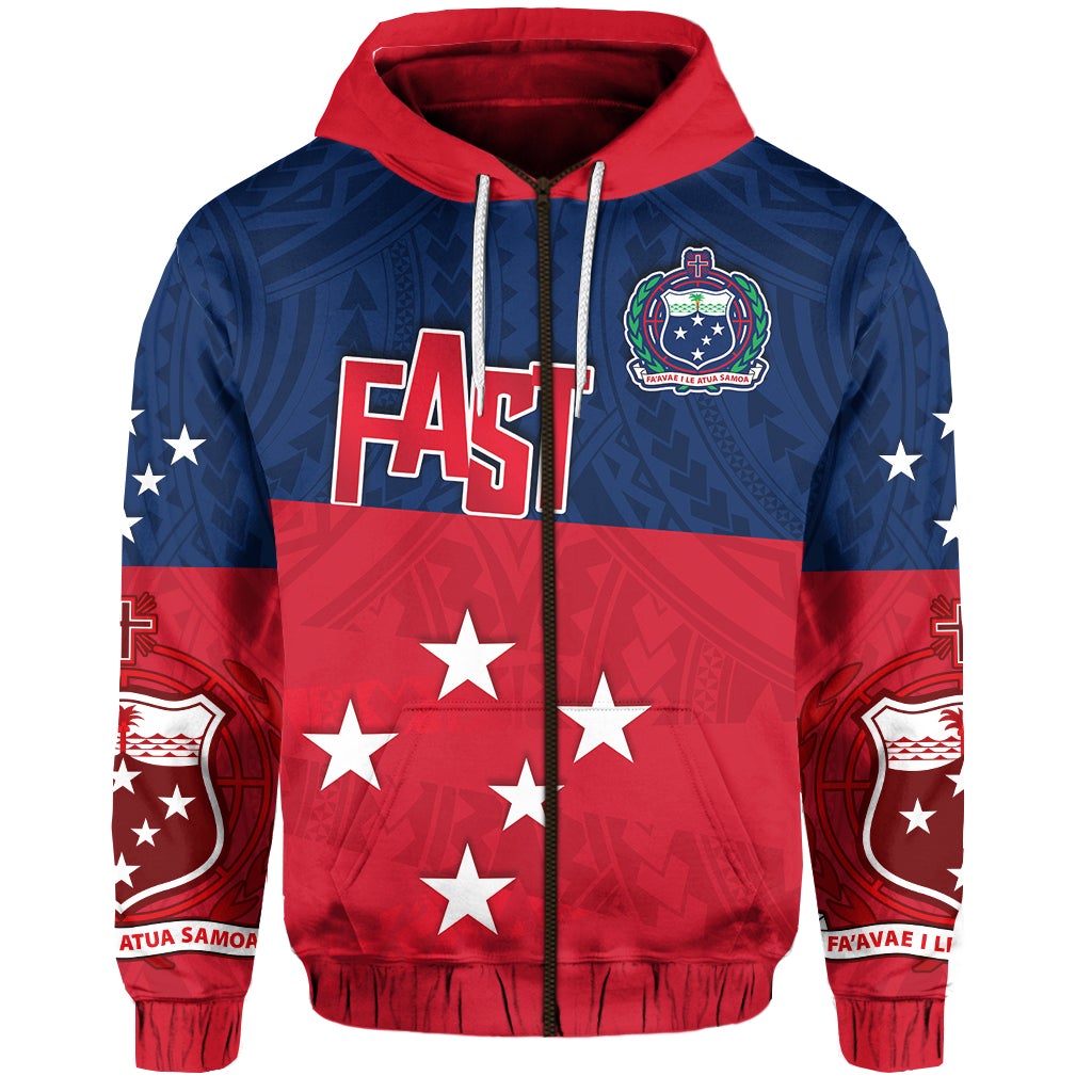 F.A.S.T Samoa Zip Hoodie Polynesian Enthusiasm LT13 - Wonder Print Shop