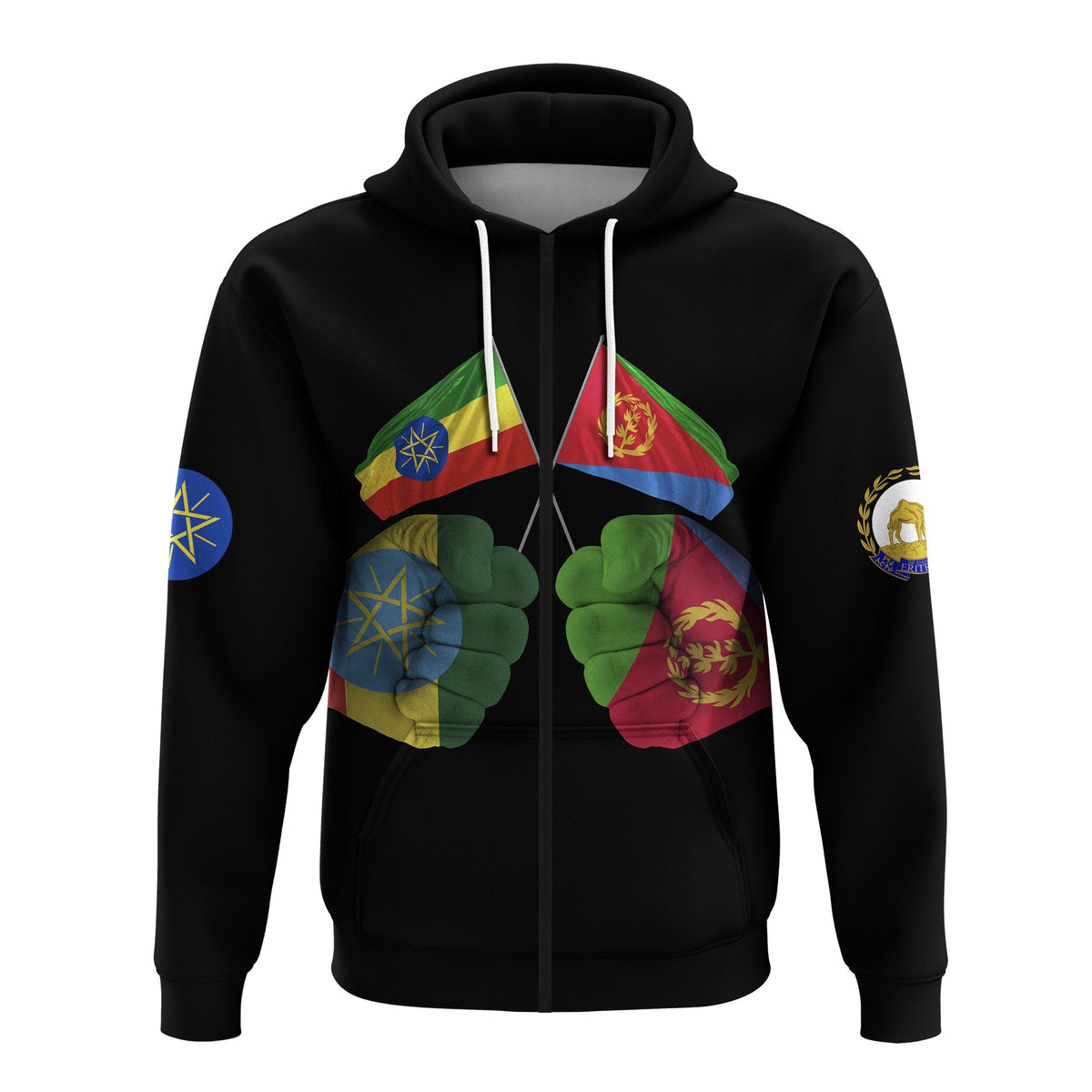 Ethiopia and Eritrea Zip Hoodie Strong Friendship LT13 - Wonder Print Shop
