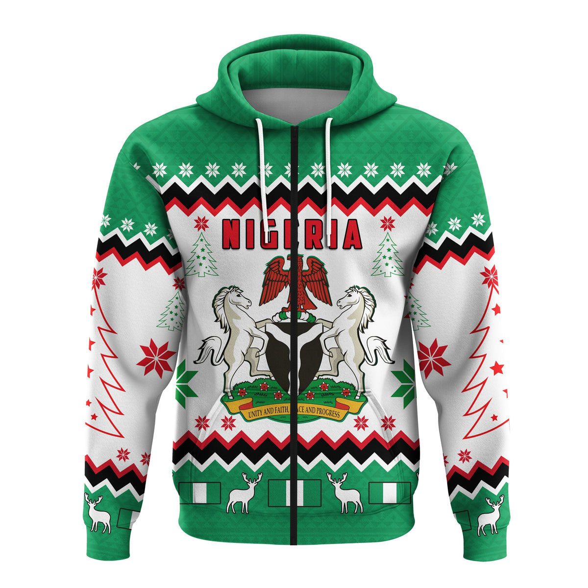Nigeria Christmas Zip Hoodie African Pattern LT13 - Wonder Print Shop