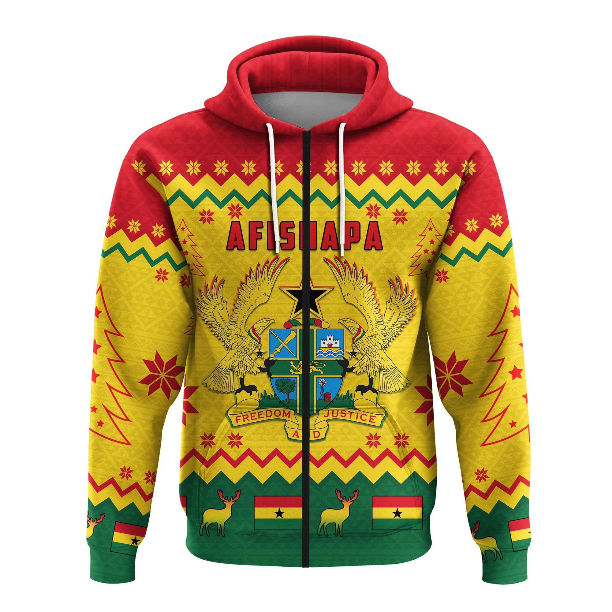 Ghana Christmas Zip Hoodie African Pattern LT13 - Wonder Print Shop
