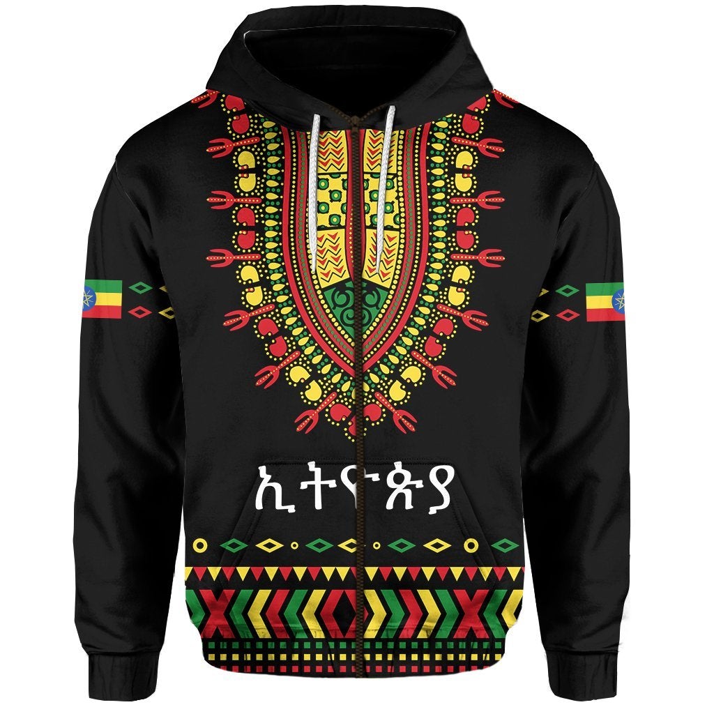 Ethiopia Zip Hoodie Lion LT13 - Wonder Print Shop