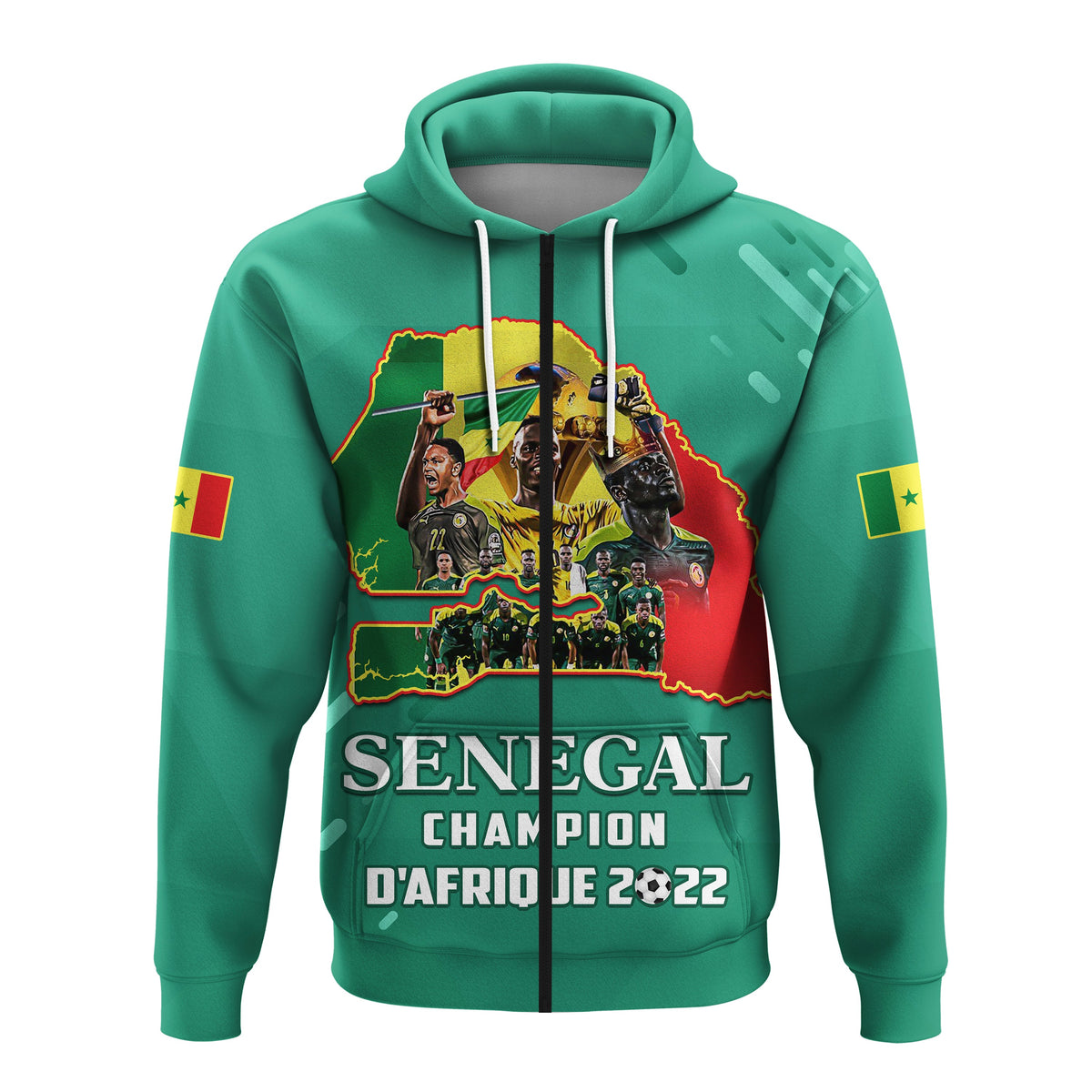 Custom Senegal Football Hoodie The Champions 2022 Style Map and Lion LT13 - Wonder Print Shop