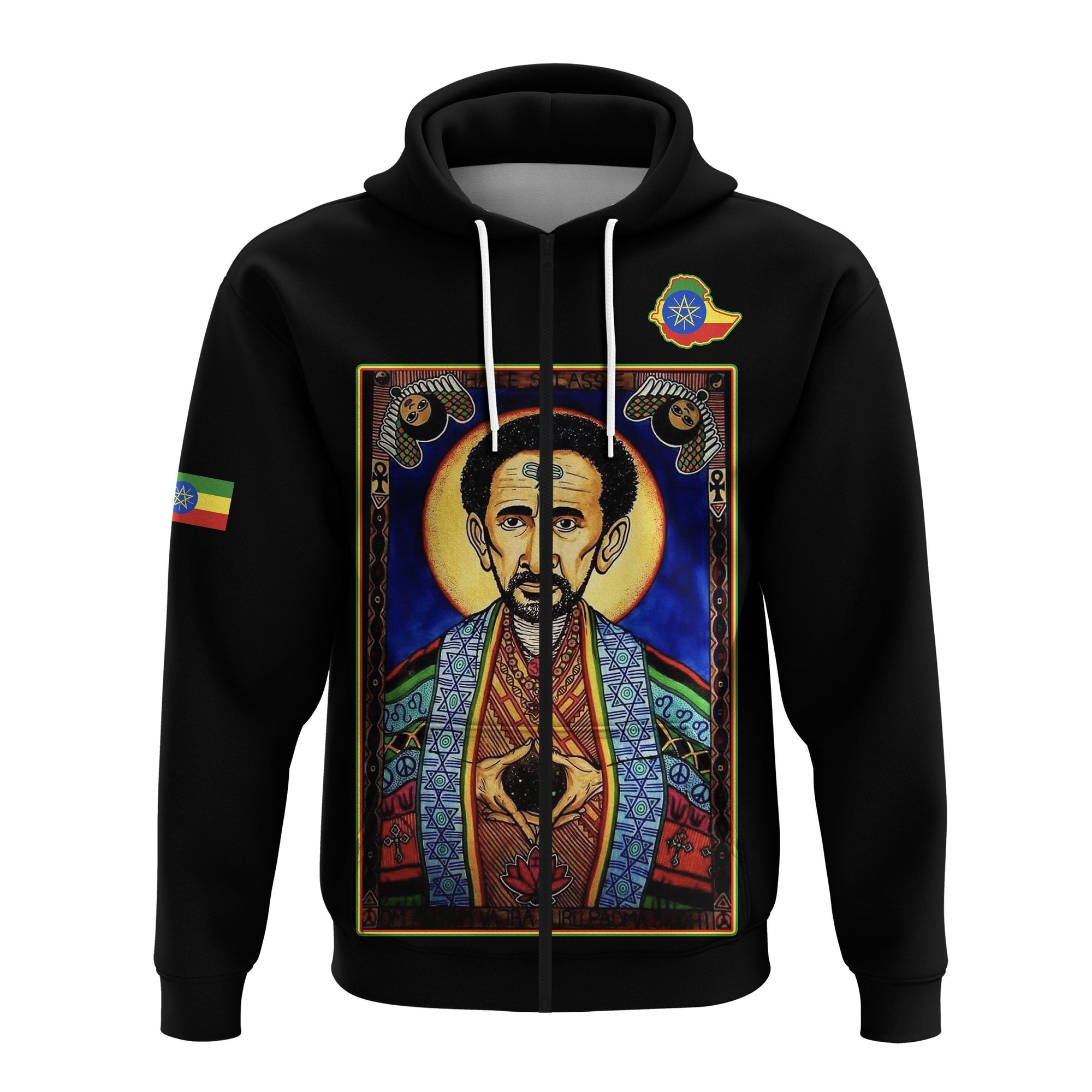 Ethiopia Proud Zip Hoodie Haile Selassie I LT13 - Wonder Print Shop