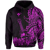 Custom Hawaii Polynesian Zip Hoodie Ukulele Purple LT13 - Wonder Print Shop
