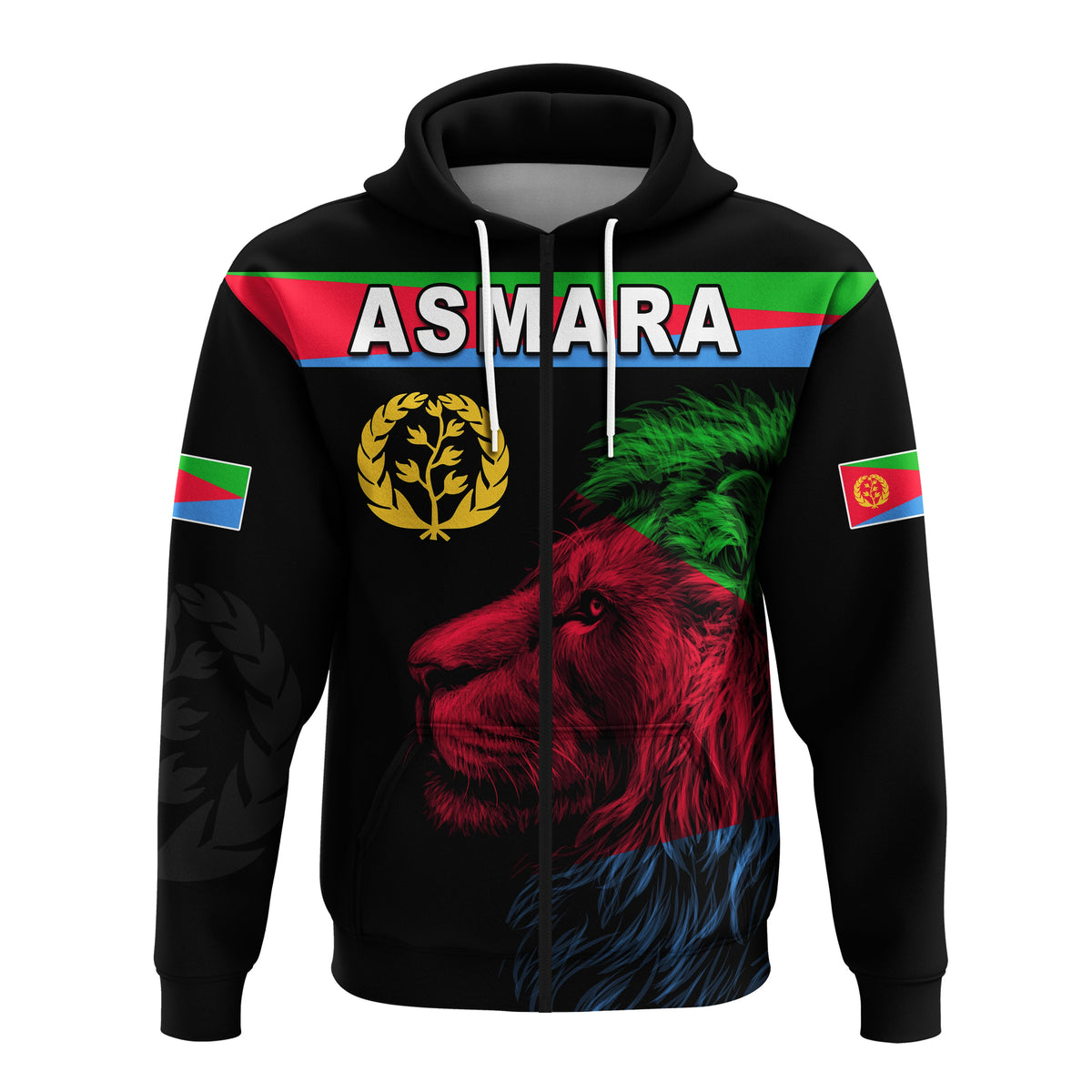 Asmara Eritrean Hoodie Eritrea Lion Proud Olive Symbol LT13 - Wonder Print Shop