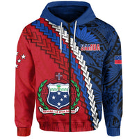 Custom Samoa Polynesian Zip Hoodie Quotes Custom Text and Number LT13 - Wonder Print Shop