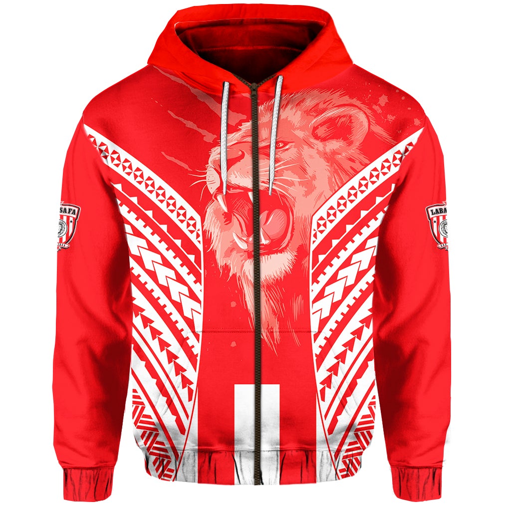 Custom LABASA Football Zip Hoodie Strong Lion Of Fiji Custom Text and Number LT13 - Wonder Print Shop